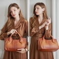 thumbnail image 2 of Iswee - Bolsos de hombro de piel auténtica, bolsos y bolsos para mujer, diseño de portafolios cruzada, tamaño mediano, Sorrel, M, 2 of 5