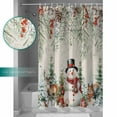 thumbnail image 3 of Fabric Shower Curtain, Christmas Winter Snowman Squirrel Deer Xmas Tree Berry Linen Bathroom Curtain with 12 Hooks Waterproof No Bad Odor Machine Washable Bath Curtains for Bathroom, 72"x72", 3 of 6