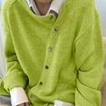 thumbnail image 6 of Baqcunre Womens Cardigan Women's Solid Color Fashion Casual Buckle Irregular Round Neck Knitted Sweater Cardigan Crewneck Sweatshirts Fall Outfits Green XXL, 6 of 7