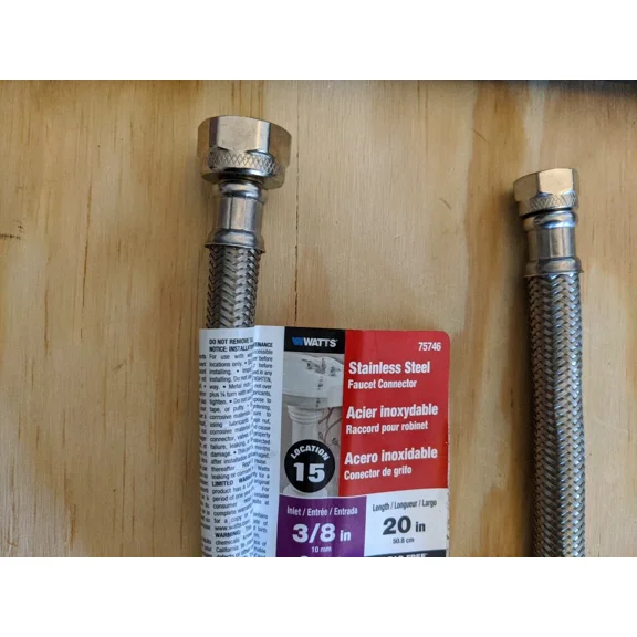 Watts 3/8 20 Stainless Steel Braided Faucet Connector - 75746 Lead Free New