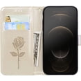 thumbnail image 4 of Phone Case for iPhone 13 Pro,Rose Flower Luxury Flip Leather Cover with Card Holder Credit Cards Slot Cash Pockets [Wrist Strap][Kickstand] Wallet Case for iPhone 13 Pro RS Golden, 4 of 7