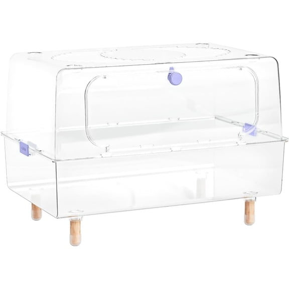 Mini&Moe Large Hamster and Guinea Pig Cage: Clear Acrylic TV Viewing Design for Small Animals (Purple)