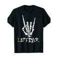 thumbnail image 2 of Let's Rock" T-Shirt Graphique Main Squelette - 100 % Coton, 220g, T-Shirt Noir Décontracté avec Impression Numérique Lavable en Machine, Manches Courtes, Col Rond pour Toutes les Saisons, 2 of 7