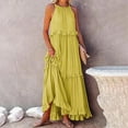 thumbnail image 2 of IROINNID Fit&Flare Dress For Women Sleeveless Round Neckline Summer Casual Halter Bandage Vest Long Dress Strapless Solid Color Dress, 2 of 6