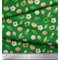 thumbnail image 3 of Soimoi Green Cotton Cambric Fabric Anemone & Leaves Print Fabric by Yard 56 Inch Wide, 3 of 3