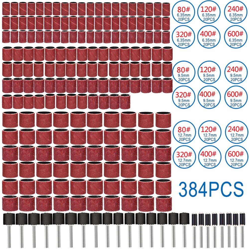 384PCS Drum Sanding Kit For Dremel Nail Drill Bits Accessories Rotary Tool Set TAPDRA Spare Part