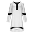 thumbnail image 2 of TaTaai Womens Casual Striped A Line Dress Long Sleeve Zipper Front Round Neck Loose Fit Midi Length Soft Comfortable for Fall Daily Party Holiday Gift, 2 of 7