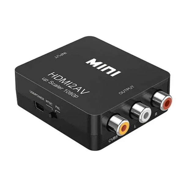 Adaptador De Convertidor De Audio Y Vídeo Tv Hdmi A Rca 1080 Bloosom Negro
