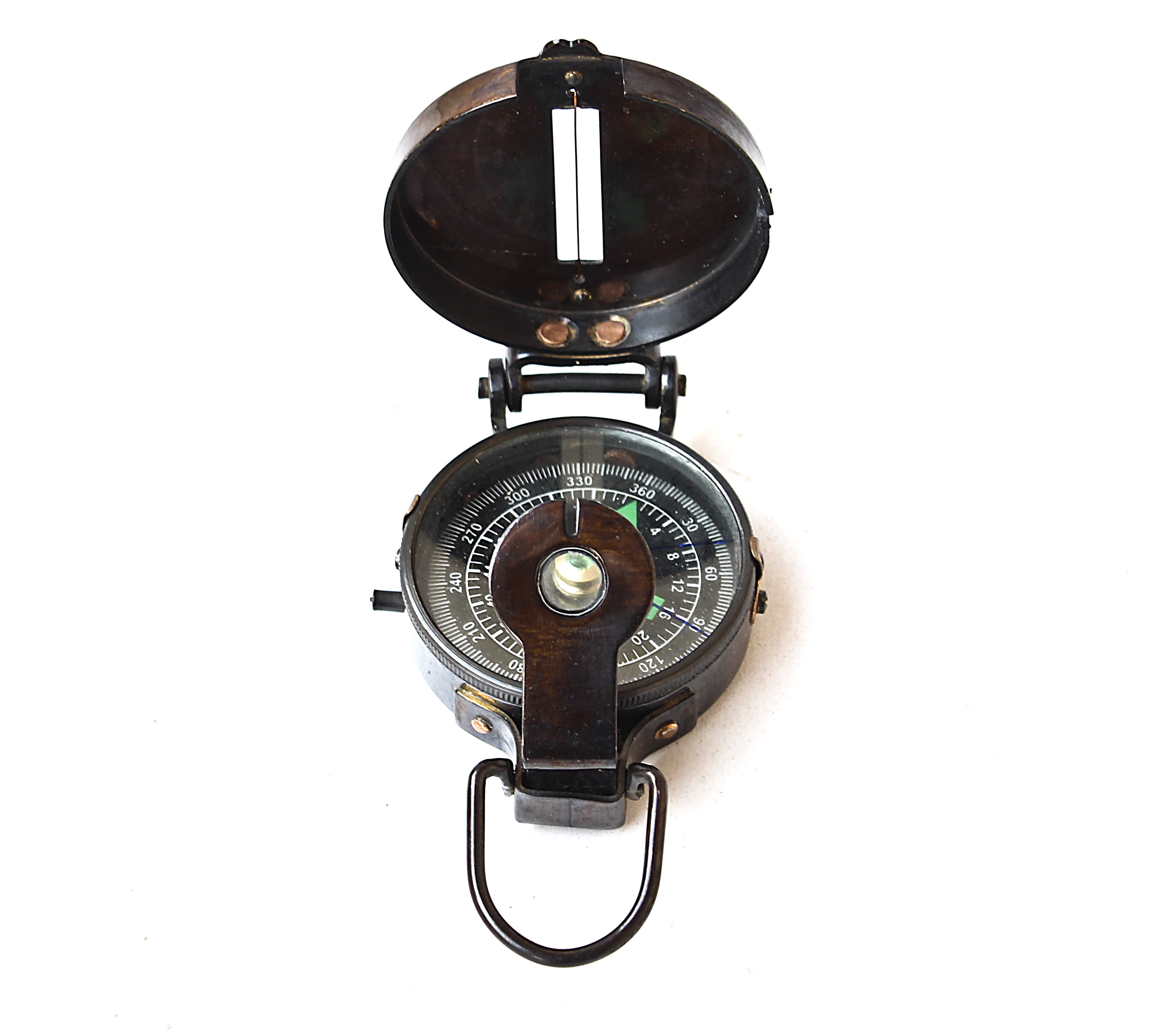 Lensatic black military Compass vintage antique navigational marine, 3 inches , Antique Brass Finish