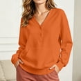 thumbnail image 6 of Women's Trendy Buttoned V-Neck Sweatshirt Long Sleeve Casual Pullover with Front Pocket Perfect for Work Weekend & Travel, 6 of 7