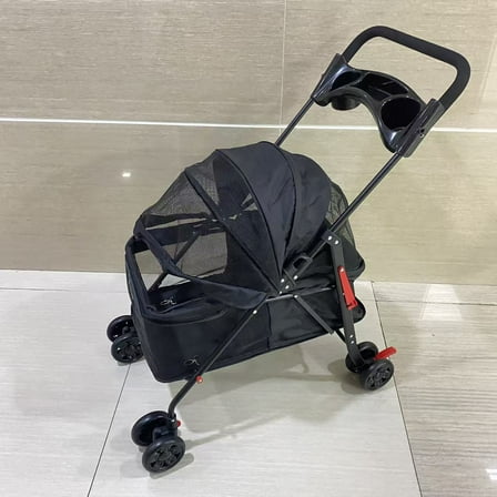 Qauphren Pet strollers,Pet Stroller for Large Dogs up to 110lbs, Large Pet Stroller for Multiple Pets, All-Terrain with Adjustable Handle & Mesh Dual-Window, 1680D Waterproof Oxford Fiber