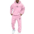 thumbnail image 2 of Domzest Men's Tracksuits Two-Piece Tracksuits Jogger Drawstring letter Print Loose-Fit Hoodie Autumn Long Sleeve Athletic Crew Neck Sweatsuit Matching Pants Suits Sets Pink XL-Large, 2 of 5