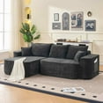 thumbnail image 3 of Timbernest 104" Chenille Cloud Couch with Chaise, L Shaped Sectional Sofa for Living Room, Modern Modular Corner Sofa with Deep Seat, Black, 3 of 12