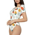 thumbnail image 2 of KLL Women 's Crew Neck Bodysuit Jumpsuits Floral Strawberr Print Short onesies Stretch T Shirts, 2 of 7