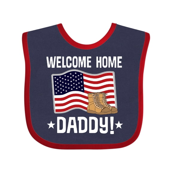 Inktastic Military Dad Welcome Home USA Flag Boys or Girls Baby Bib