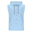 thumbnail image 4 of pstuiky Camisetas sin mangas para hombre, Cárdigan de lino con capucha y botones para hombre, sin mangas, informal Camisas de hombre xxxl, 4 of 6