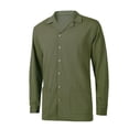 thumbnail image 3 of Kmbangi Men Long Sleeve Shirts Solid Color Loose Casual Button down Tops with Pockets Spring Clothes for Beach Streetwear, 3 of 8