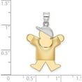 thumbnail image 2 of 14K Two-Tone Puffed Boy With Hat On Right Engravable Charm (30 X 20) Made In United States xk572, 2 of 5