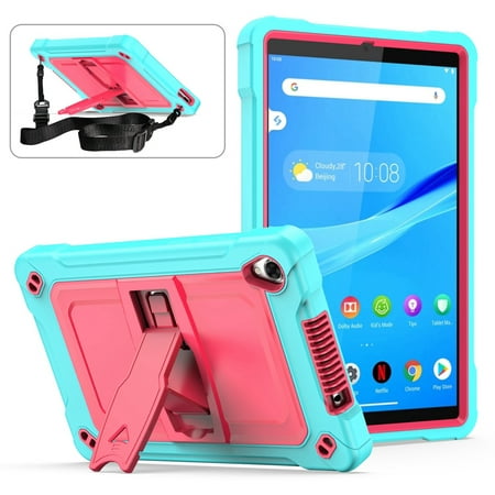 Dteck Case for Lenovo Tab M8 8.0 inch, Heavy Duty Shockproof Case with Shoulder Strap for Lenovo Tab M8 TB-8505F/8505X, Built-in Kickstand,Mint+Rose