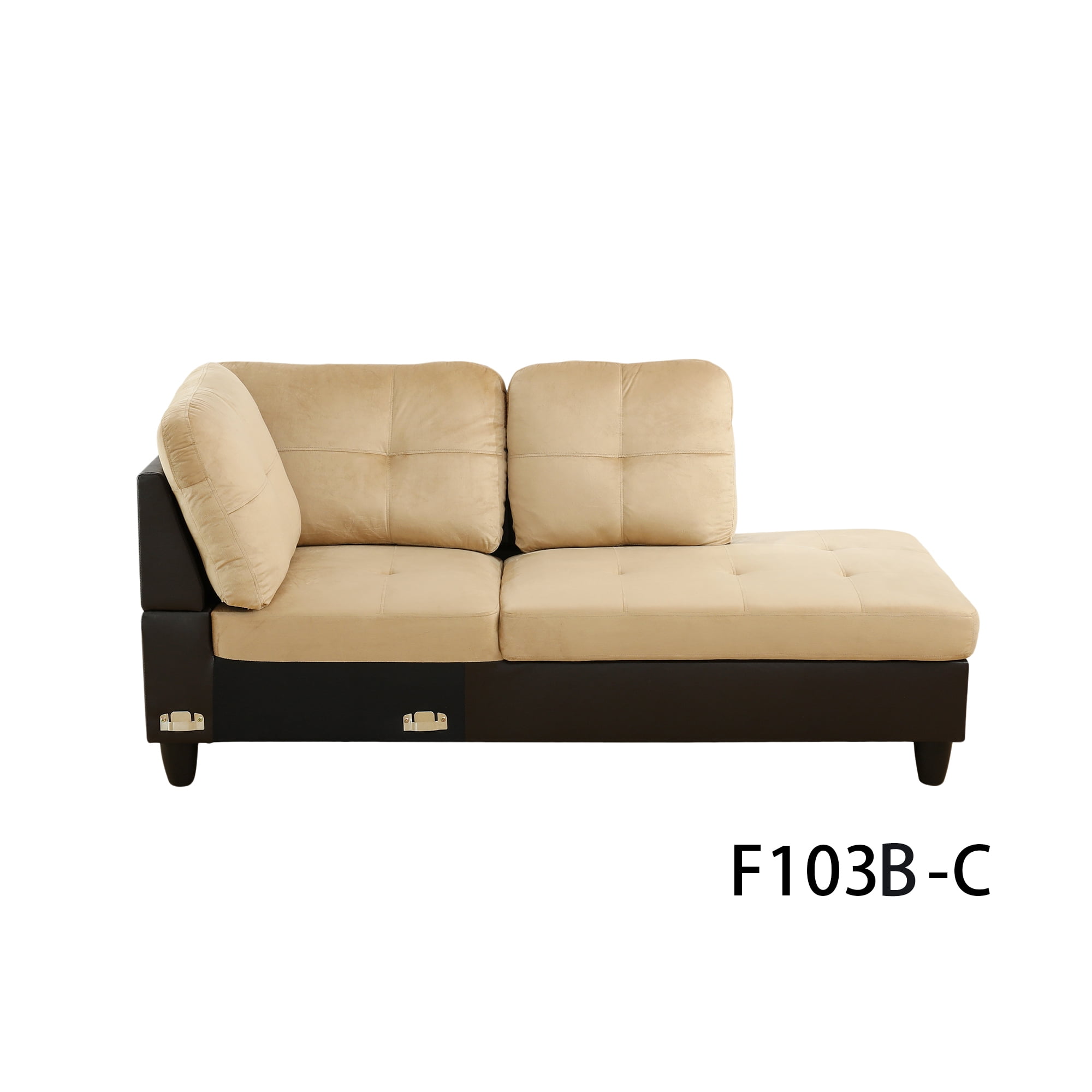 Hommoo Lint and PVC Living Room Furniture Sets, L Shaped Couches and Sofas, Modern Sectional Sofa for Home & Office, Beige and Brown(No Ottomans)