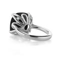 thumbnail image 2 of Gem Stone King 925 Sterling Silver Black Onyx and White Diamond Engagement Ring for Women (8.27 Cttw, 14MM Cushion Checkerboard, Size 7), 2 of 4