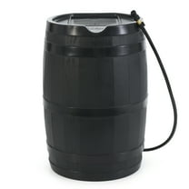 FCMP Outdoor RC45 45 Gal Outdoor Rain Water Catcher Barrel Container, Black