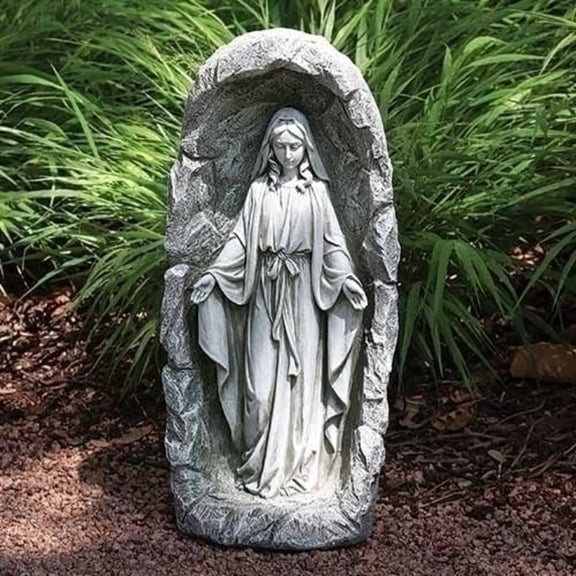 Joseph Studio by Roman 18.75" Solar Our Lady of Grace Garden Statue  Illuminated Religious Outdoor Decor, Inspirational Gift for Garden or Memorial