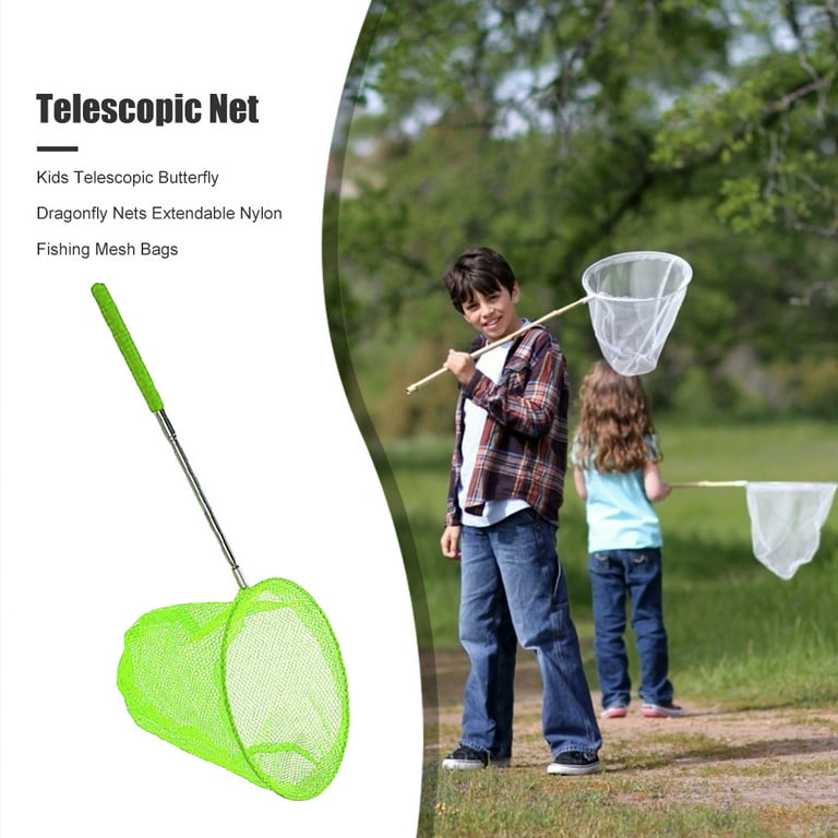 Everpert Kids Telescopic Butterfly Dragonfly Nets Extendable Fish Mesh Bags  (Green) 