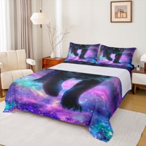 Homewish Tiger Animal Twin Sheet Sets 3pcs for Kids Teens Adults,Universe Galaxy Twin Fitted Sheet Microfiber,Abstract Gradient Ombre Breathable Flat Sheet,Microfiber Bedroom Decor