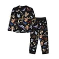 thumbnail image 2 of Kll Butterfly1 Print Women'S Long Sleeve Pajamas With Pants Sleepwear Loungewear 2 Set-Large, 2 of 9
