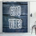 thumbnail image 1 of Ambesonne Chill Shower Curtain, Words on Wood Planks, 69"Wx75"L, Dark Blue White, 1 of 2