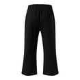 thumbnail image 5 of BiZtdJrK Capri Pants for Girls High Waisted Wide Legs Linen Trousers Pull On Elastic Waist Loose Cropped Pants with Pocket Black Sales for Today, 5 of 6
