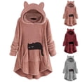 thumbnail image 2 of Sudadera con capucha de gato de dibujos animados para mujer, Jersey holgado de manga larga de lana para invierno, Tops, ropa de calle, sudaderas con capucha informales, ropa de casa cálida y esponjosa, 2 of 5