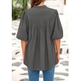 thumbnail image 2 of Blusa PRETTYGARDEN para mujer, verano 2025, manga corta, gris, 2 of 8