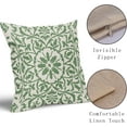 thumbnail image 4 of Sage Green Ethnic Boho Pillow Covers 18 X 18 Inch Bohemian Carpet Style Vintage Sage Flower Print Decorative Throw Pillows Outdoor Linen Square Cushion Case Farmhouse Decor for Home Sofa Bed Set of 2, 4 of 6