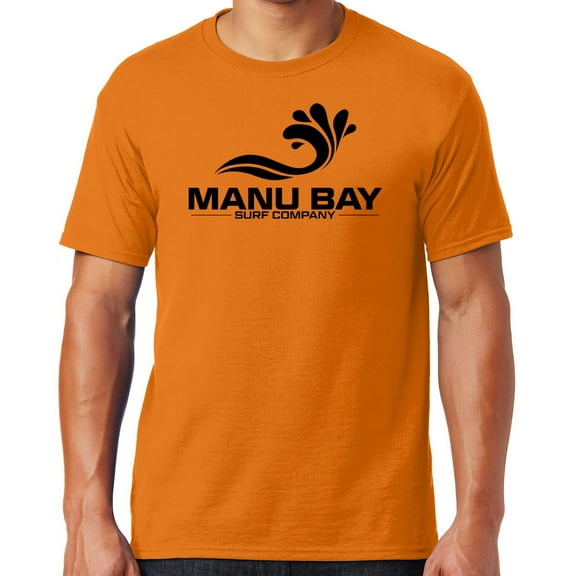 Mens Manu Bay Surf Company BLACK LOGO T-shirt, Large Tennessee Orange