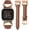 Brown/Rose Gold, variant on TOYOUTHS Slim Leather Band Compatible with Fitbit Versa 2/Fitbit Versa/Versa Lite, Slim Leather Strap with C-Shape Metal Buckle, Stylish Replacement for Fitbit Versa 2 Bands Women