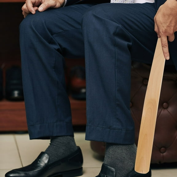 CRILSTYLEO Shoe Horn for Seniors Curved Wood Daily Life 1Pack