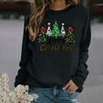 thumbnail image 2 of Lightweight Crewneck Sweatshirts Womens Xmas Tree Printed Merry Christmas Holiday Outfits Long Sleeve Loose Tops (S, Black), 2 of 4