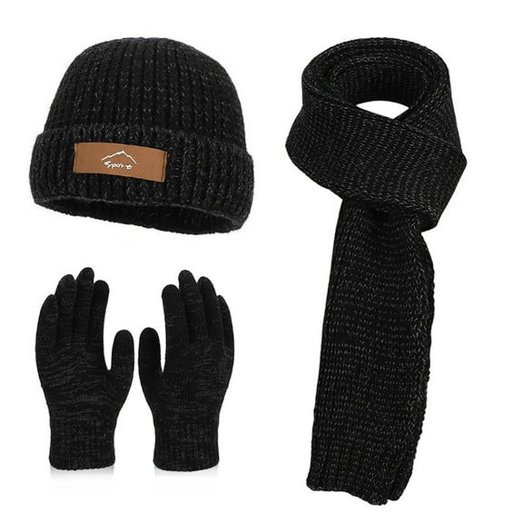 Unisex Winter Fleece-Lined Warm Two-Piece Set Knitted Ear-Protected Pullover Hat   Scarf Soft Thickened Cold-Resistant Breathable Elastic Fit Outdoor Commute & Daily Wear Gear