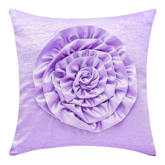 The White Petals Lavender Decorative Pillow Cover (3D Flower, 18x18 inch, Pack of 1)