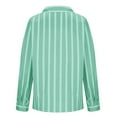 thumbnail image 4 of Wyobmus Women's Button Down Shirts Long Sleeve Dress Shirts Striped Collared Work Office Solid Blouses Slim Tops Green, 4 of 9