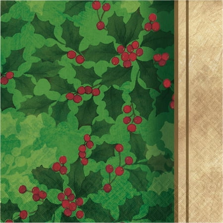 Ivory Holly - Club Pack of 432 Green and Ivory Gilded Holly 2-Ply Lunch Napkin 12.875