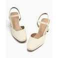 thumbnail image 3 of Women's Slingback Chunky Low Heels Closed Square Toe Heel Wedding Party Dress Pumps Shoes, 3 of 4