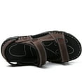 thumbnail image 4 of Lopise men's summer sandals leather casual beach sandals non slip folding resistance dark brown sandals US size 12.5, 4 of 8