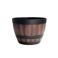 thumbnail image 1 of Flowerpot with Built-In Drainage System Rustic Barrel Style Decorative Garden Planter Flowers Herbs Vegetables Small Shrubs Entryway Flowerpot, 1 of 8