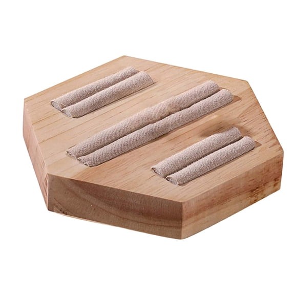 Wooden Hexagon Display Holder, 3 Slots Home Organizing Storage Tray Rack Beige