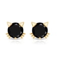 thumbnail image 3 of Rosec Jewels Cute Cat Stud Earrings, Created Black Diamond Solitaire Stud Earrings - AAAA Grade, 14K Yellow Gold, 3 of 7