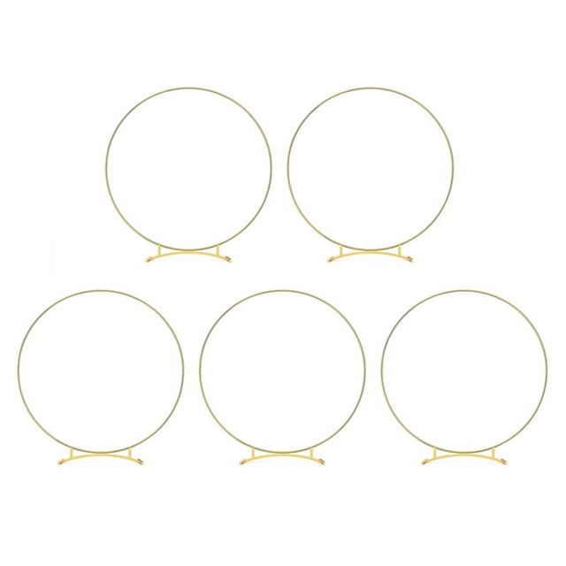 5 Piezas de Centro de Mesa de Floral de Base Curva de Metal para Mesa, Anillos de de Oro de Metal con Soportes para Decoraciones de Mesa
