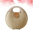 thumbnail image 2 of Bolso de ratán con forma de concha de paja, moderno y elegante, para mujer (beige), 2 of 7